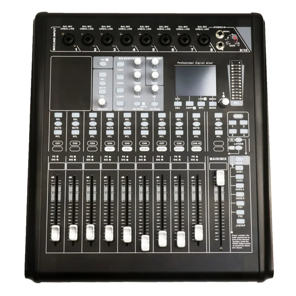 MX8812 Professional 12-Channel Digital Audio Mixer, 8 Mic Inputs, Built-in Sound Card, DSP Effects & Touch Screen
MX8812 Professional 12-Channel Digital Audio Mixer, 8 Mic Inputs, Built-in Sound Card, DSP Effects & Touch Screen