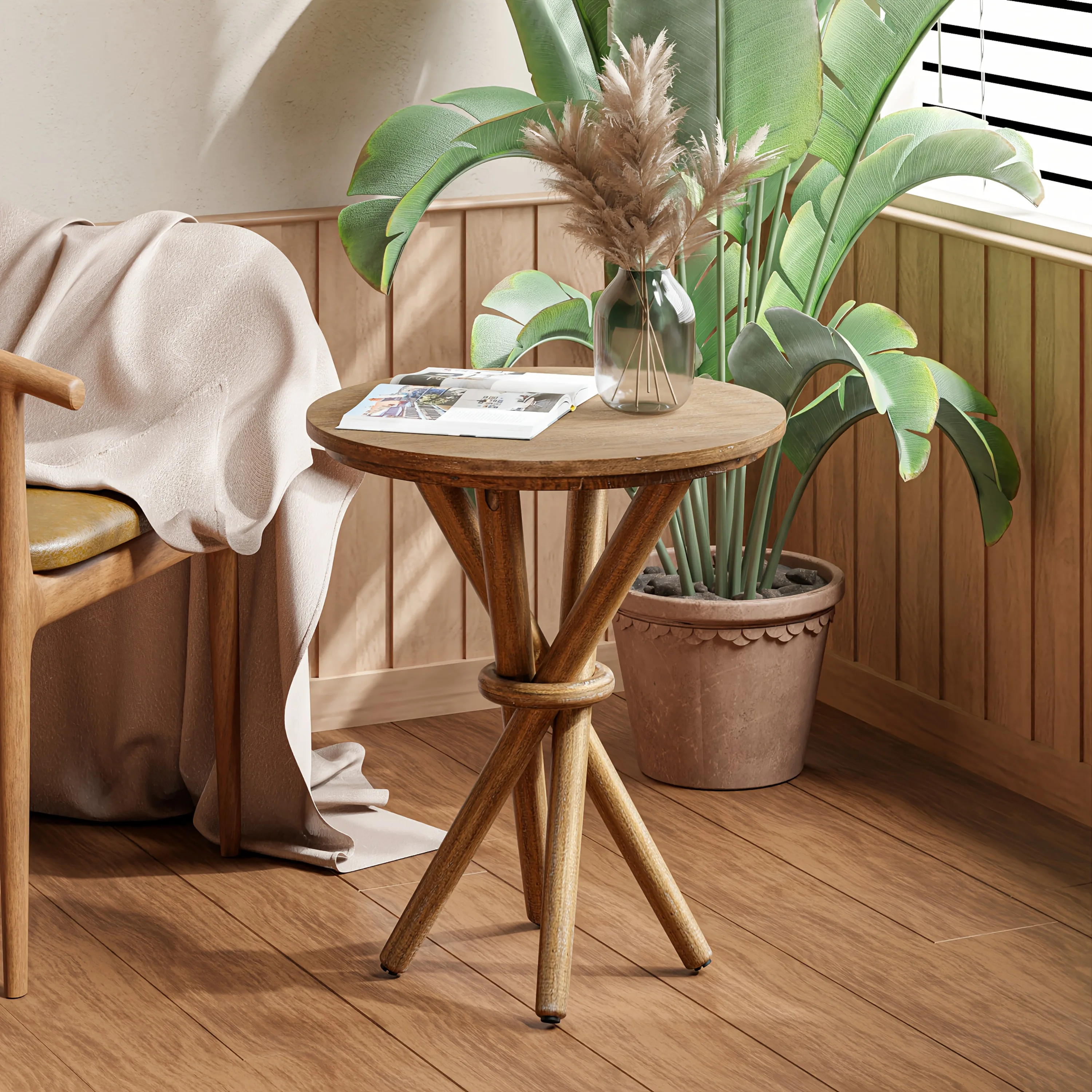 Round Plant Stand with Storage - Farmhouse Side Table, Clustered Wood Legs for Living Room, Office, Walnut Finish, Home Decor
Round Plant Stand with Storage - Farmhouse Side Table, Clustered Wood Legs for Living Room, Office, Walnut Finish, Home Decor