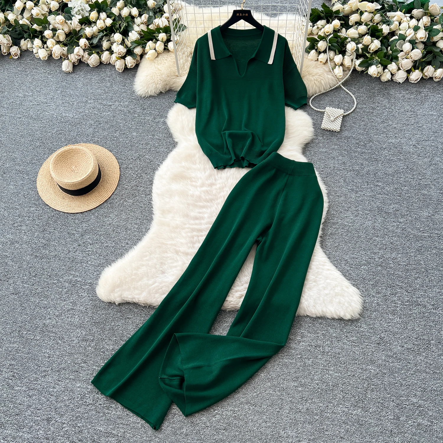 Sexy Two Pieces Sets Chic Pleated Polo-Neck loose Top with Fashion Hotsweet High Waist Wide Leg Pant Sets
Sexy Two Pieces Sets Chic Pleated Polo-Neck loose Top with Fashion Hotsweet High Waist Wide Leg Pant Sets
