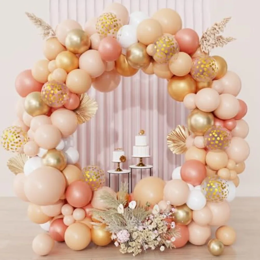Balloons Arch Garland Kit, Different Sizes 12 10 5Inch Peach Rose Gold Metallic Confetti Balloon for Bridal Baby Shower Wedding
Balloons Arch Garland Kit, Different Sizes 12 10 5Inch Peach Rose Gold Metallic Confetti Balloon for Bridal Baby Shower Wedding