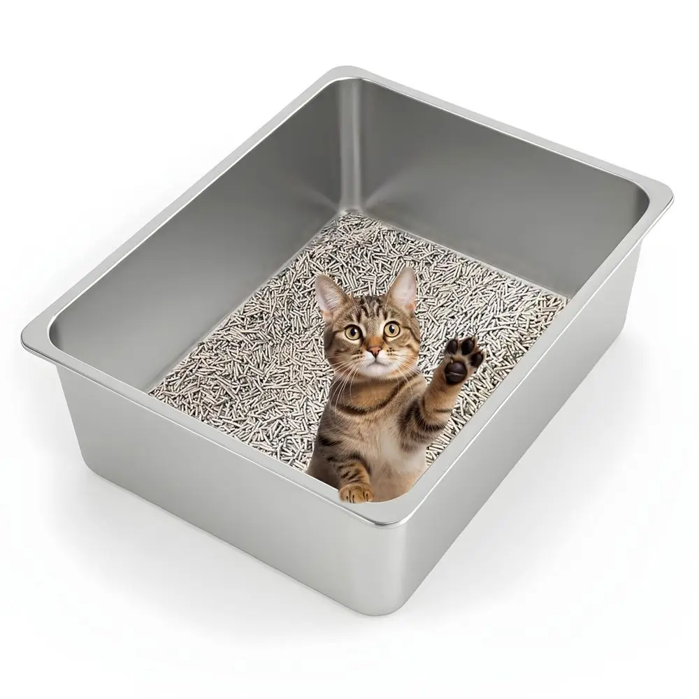 Stainless Steel Cat Litter Box XL Metal High Sided Cat Pan, Large Stainless Steel Box, Indoor Litter Tray, Non Stick, No Smell,
Stainless Steel Cat Litter Box XL Metal High Sided Cat Pan, Large Stainless Steel Box, Indoor Litter Tray, Non Stick, No Smell,