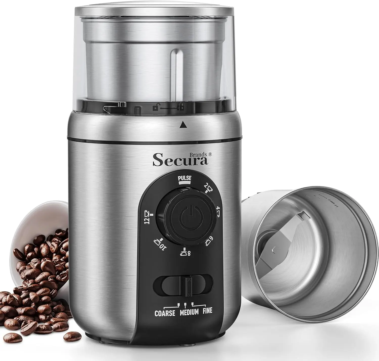Electric Coffee Grinder for Coffee Beans, Spices, Herbs Adjustable Coarse to Fine Setting for 12 Cup Capacity with 1 Rem
Electric Coffee Grinder for Coffee Beans, Spices, Herbs Adjustable Coarse to Fine Setting for 12 Cup Capacity with 1 Rem