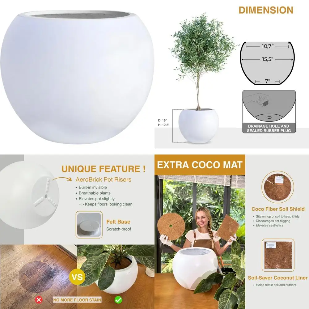 Устойчивый к атмосферным воздействиям круглый кашпо из волокна с гладкой отделкой, высота 12,8 x 16, со дренажным отверстием, подходит для комнатных растений
Устойчивый к атмосферным воздействиям круглый кашпо из волокна с гладкой отделкой, высота 12,8 x 16, со дренажным отверстием, подходит для комнатных растений