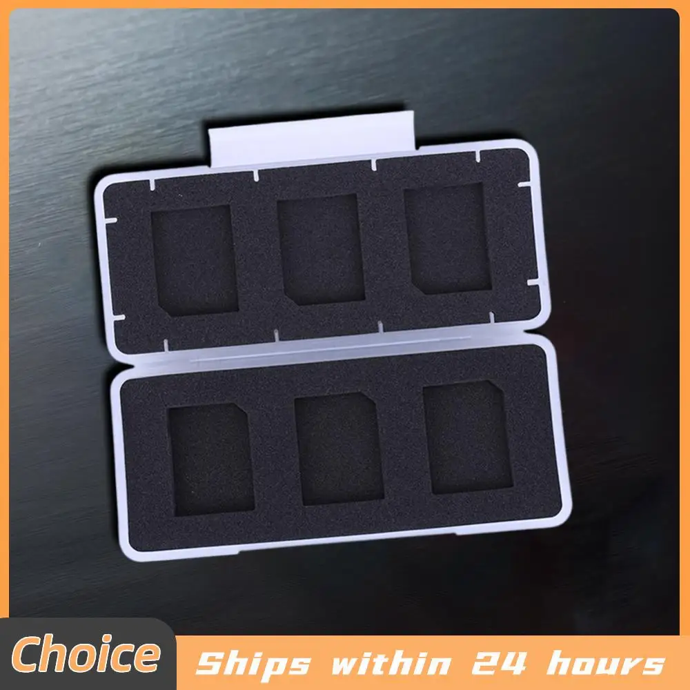 6 in 1 Transparent Mini SD Memory Cards Protective Case Shockproof Memory Card Protecter Box Portable Storage Box for 6 SD Cards