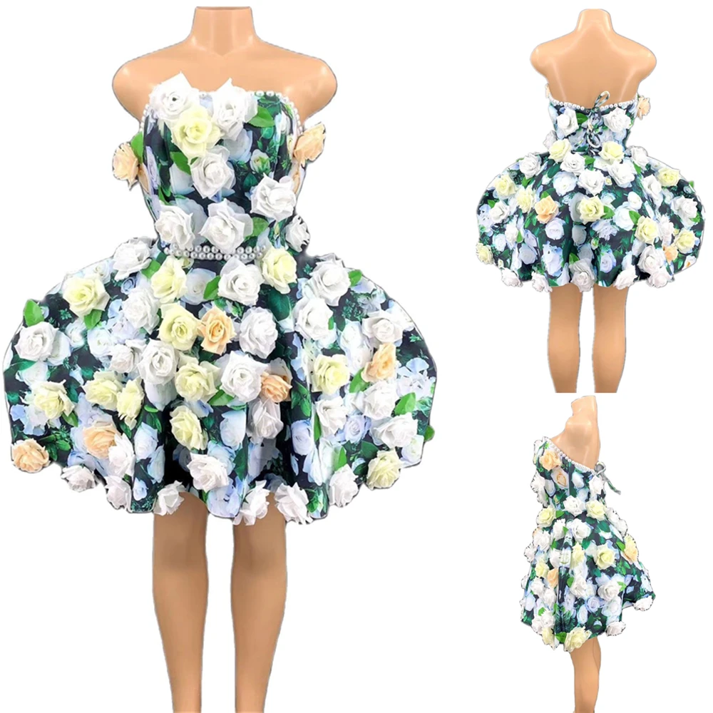 Gown Green Appliques Flower Celebrate Dance Costumes Sexy Off Shoulder Strapless Mini Ball Women Birthday Party Dresses
Gown Green Appliques Flower Celebrate Dance Costumes Sexy Off Shoulder Strapless Mini Ball Women Birthday Party Dresses