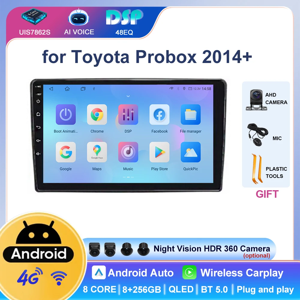 Android 9 Inch GPS Navigation Stereo Touch Screen Car Multimedia Player Radio for Toyota Probox 2014+ WIFI DSP Wireless Carplay
Android 9 Inch GPS Navigation Stereo Touch Screen Car Multimedia Player Radio for Toyota Probox 2014+ WIFI DSP Wireless Carplay