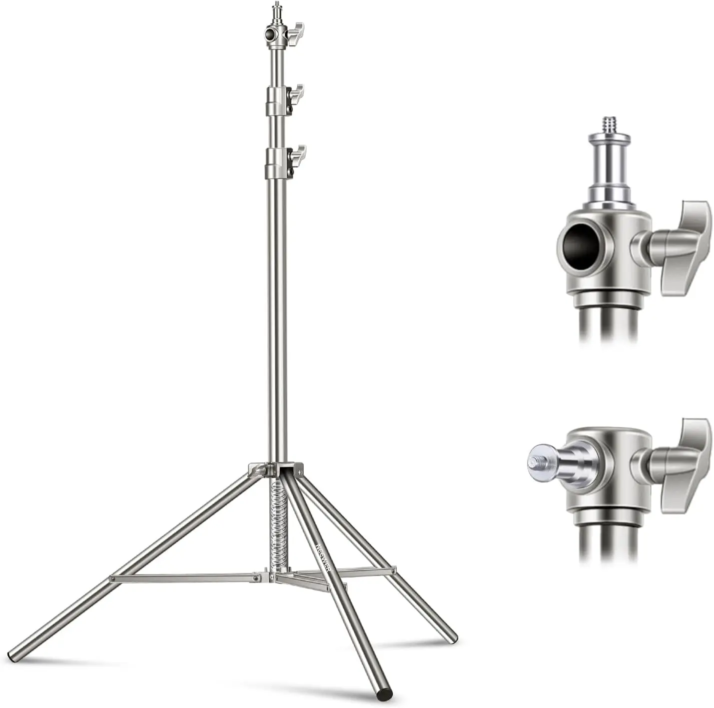 79" Stainless Steel Light Stand, Spring Cushioned Heavy Duty Tripod with 1/4"-3/8" Adapter for Strobe, LED Light, Ring Light, Softbox
79" Stainless Steel Light Stand, Spring Cushioned Heavy Duty Tripod with 1/4"-3/8" Adapter for Strobe, LED Light, Ring Light, Softbox
