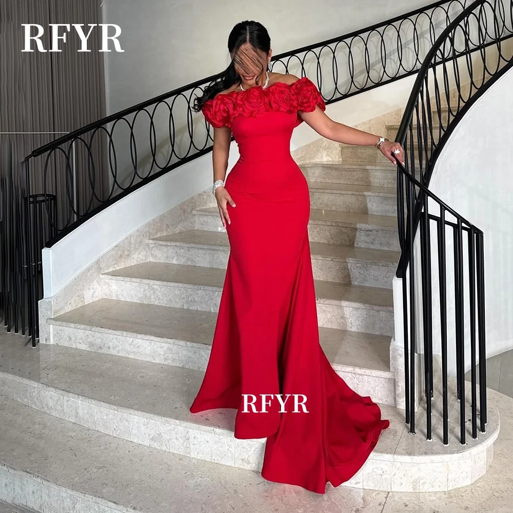 RFYR Mermaid Prom Dress Off Shoulder Evening Dress 3D Flowers Crepe Celebrity Party Dress for Arabic Women Luxury Customized
RFYR Mermaid Prom Dress Off Shoulder Evening Dress 3D Flowers Crepe Celebrity Party Dress for Arabic Women Luxury Customized