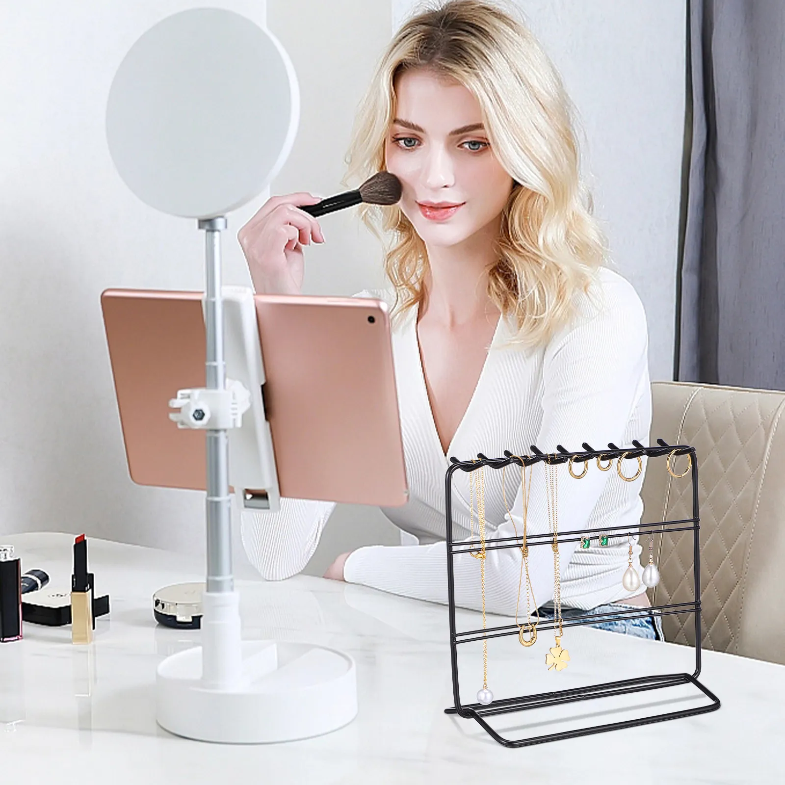 1Pcs Jewelry Display Stand Black Iron Earring Holder Creative Design Large Capacity Earrings Storage Rack Suitable for Vanity
1Pcs Jewelry Display Stand Black Iron Earring Holder Creative Design Large Capacity Earrings Storage Rack Suitable for Vanity