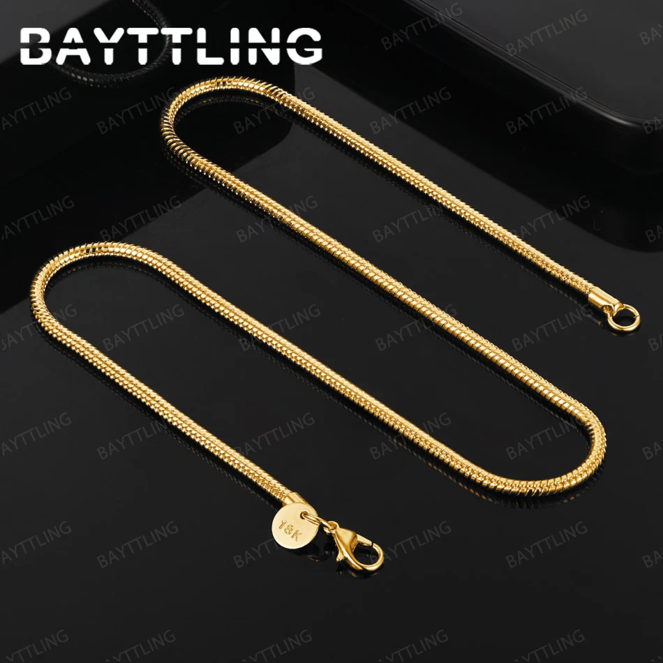925 Sterling Silver 18K Gold 3mm Snake Chain Necklace Men Women Fashion Punk Accessories Jewelry Chain Necklace
925 Sterling Silver 18K Gold 3mm Snake Chain Necklace Men Women Fashion Punk Accessories Jewelry Chain Necklace
