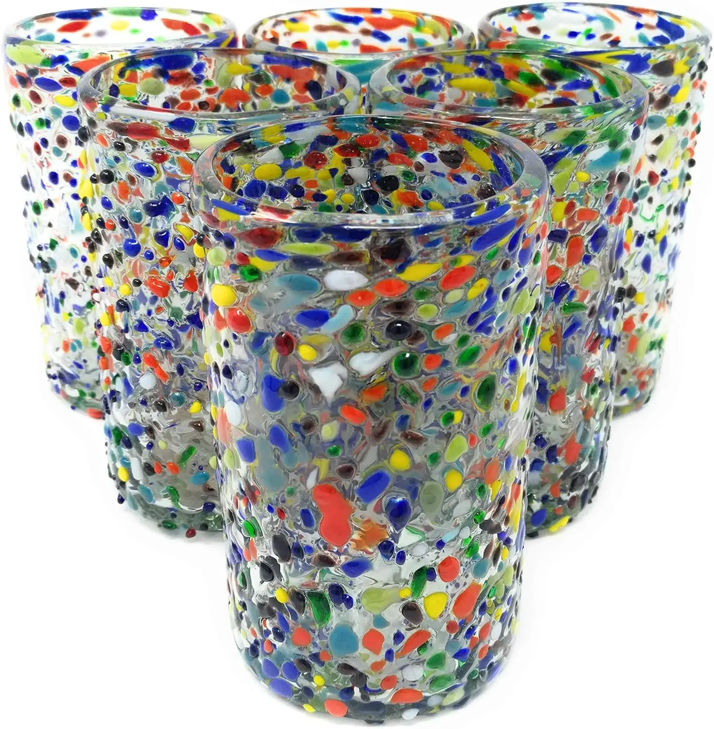 Hand Blown Mexican Drinking Glasses - Set of 6 Confetti Rock Design, 14 oz Each
Hand Blown Mexican Drinking Glasses - Set of 6 Confetti Rock Design, 14 oz Each