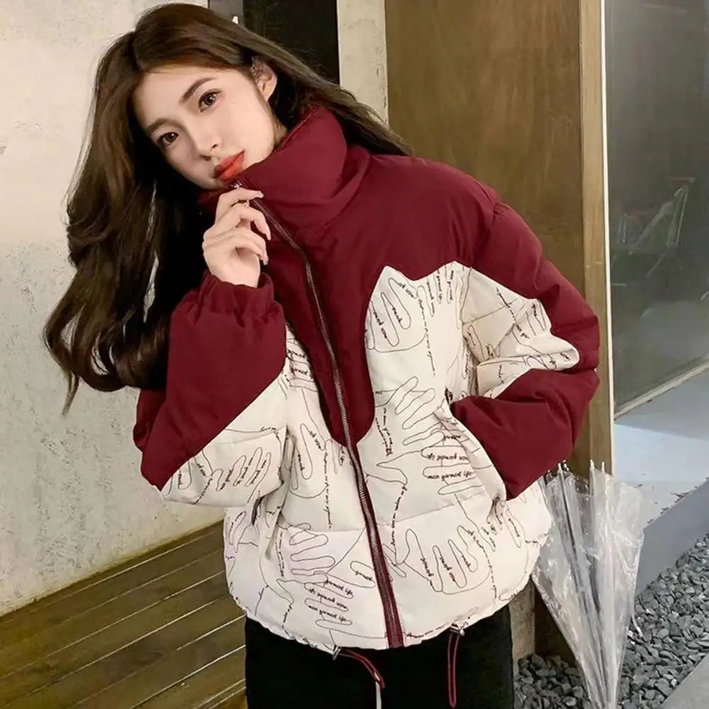 Velvet Lined Winter Jacket Stylish Women's Cotton Coat With Stand Collar Patchwork Printing Zipper Closure Mid For Weather
Velvet Lined Winter Jacket Stylish Women's Cotton Coat With Stand Collar Patchwork Printing Zipper Closure Mid For Weather