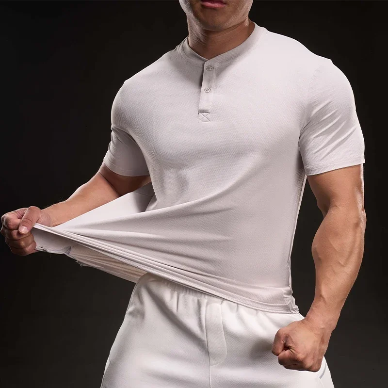 American Men's Athletic Henry Collar Short Sleeve T-shirt Casual Solid PoIo Shirt Male Cozy Tees Slim Fit Dailywear Button Tops
American Men's Athletic Henry Collar Short Sleeve T-shirt Casual Solid PoIo Shirt Male Cozy Tees Slim Fit Dailywear Button Tops