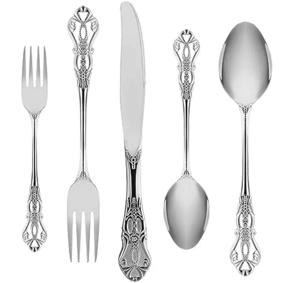 Silverware Set for 8 Stainless Steel Gorgeous Retro Royal Flatware Set 40-Pieces Cutlery Tableware set Kitchen utensils set Inc
Silverware Set for 8 Stainless Steel Gorgeous Retro Royal Flatware Set 40-Pieces Cutlery Tableware set Kitchen utensils set Inc