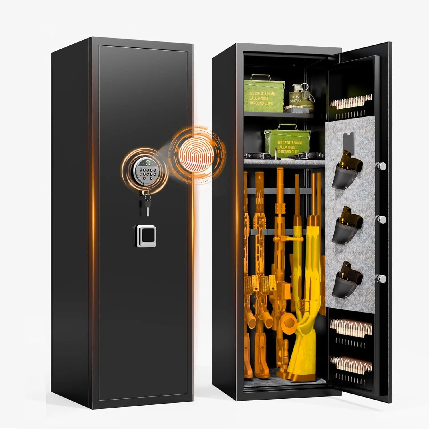 10-12Gun Safe for Home Rifle and Pistols,Fast Biometric Fingerprint Long Gun Safe with Adjustable Shelves,Heavy Duty GunCabinet
10-12Gun Safe for Home Rifle and Pistols,Fast Biometric Fingerprint Long Gun Safe with Adjustable Shelves,Heavy Duty GunCabinet