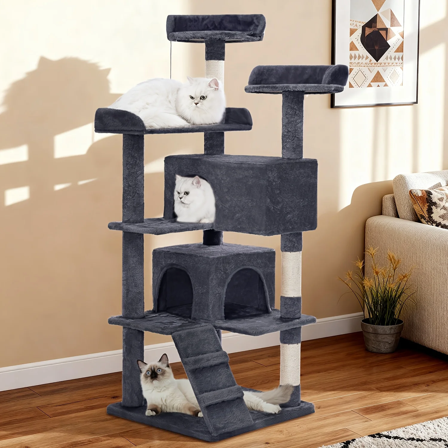 Made4Pets Cat Tree 54in Cat Tower for Indoor Cats Kitten Tree Multi-Level Cat Tree with 2 Condo Furniture Activity Center with Scratching Posts Funny Toys Kittens Pet Play House
Made4Pets Cat Tree 54in Cat Tower for Indoor Cats Kitten Tree Multi-Level Cat Tree with 2 Condo Furniture Activity Center with Scratching Posts Funny Toys Kittens Pet Play House