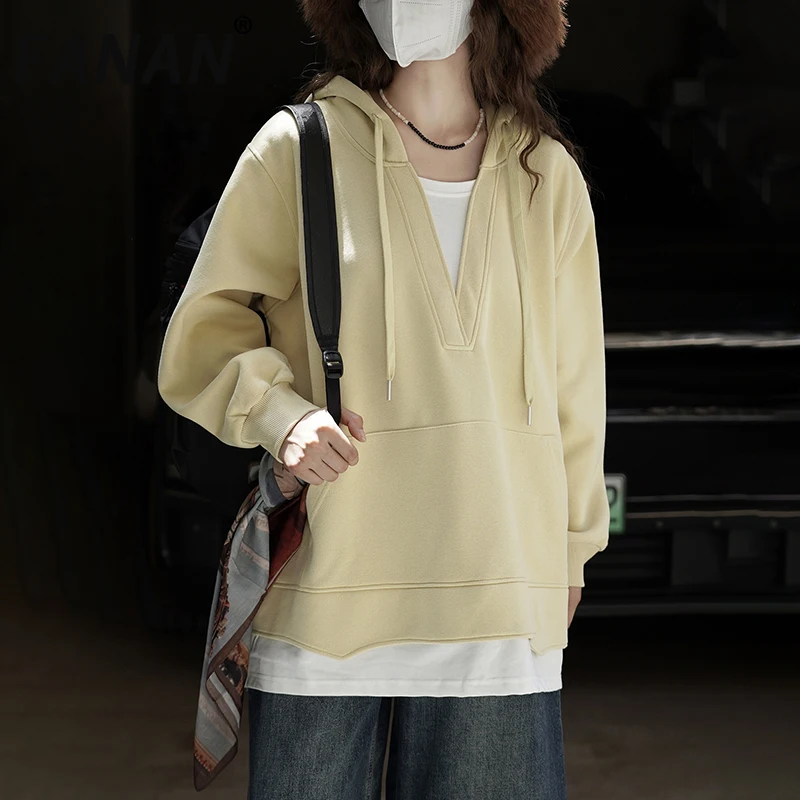 FANAN Korean Style Hooded Sweatshirt For Women Spliced Contrast Color Tops Drawstring Design Loose Clothes 2025 Autumn New
FANAN Korean Style Hooded Sweatshirt For Women Spliced Contrast Color Tops Drawstring Design Loose Clothes 2025 Autumn New