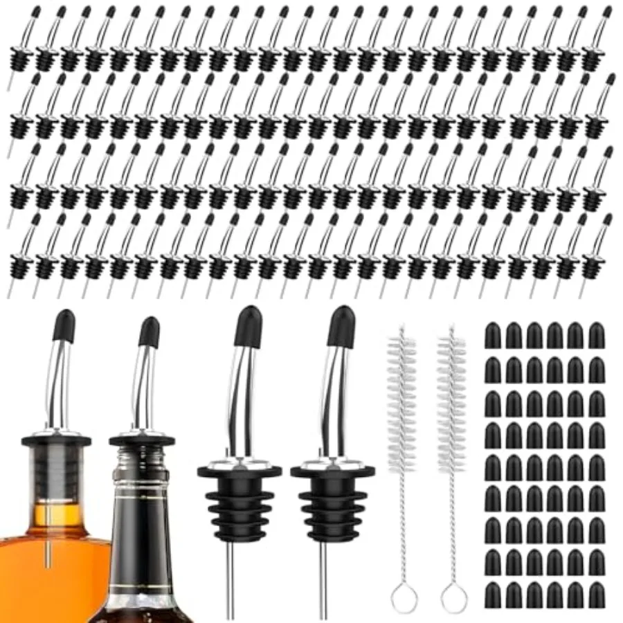 Stainless Steel Pour Spouts for Liquor Bottles Oil Vinegar and WineLiquor Bottle Pourers with Rubber Dust Caps Bar accessories
Stainless Steel Pour Spouts for Liquor Bottles Oil Vinegar and WineLiquor Bottle Pourers with Rubber Dust Caps Bar accessories