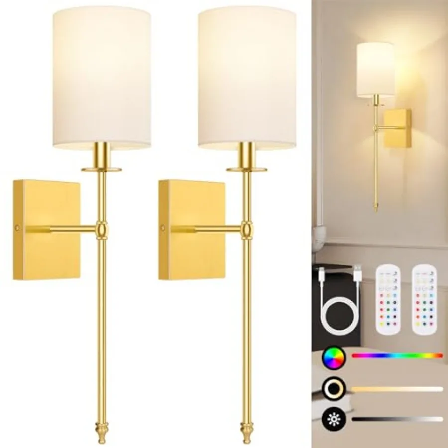 Wall Sconces Battery Operated Set of 2, Rechargeable Wireless Wall Sconces Lights with Remote, Not Hardwired Dimmable Gold Wall
Wall Sconces Battery Operated Set of 2, Rechargeable Wireless Wall Sconces Lights with Remote, Not Hardwired Dimmable Gold Wall