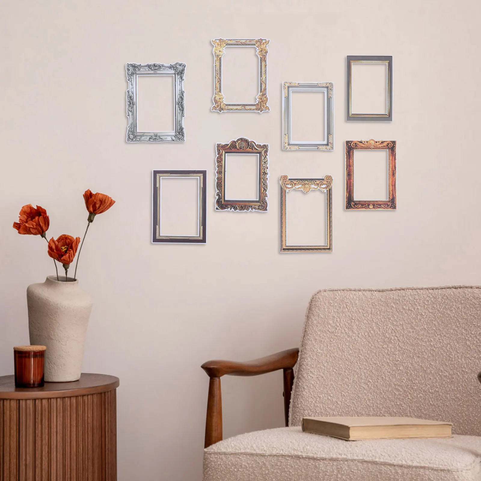 32Pcs Peel and Stick Picture Frames Vintage Frame Decal Set Easy Apply Wall Stickers for Photo Display Home Office Decoration
32Pcs Peel and Stick Picture Frames Vintage Frame Decal Set Easy Apply Wall Stickers for Photo Display Home Office Decoration