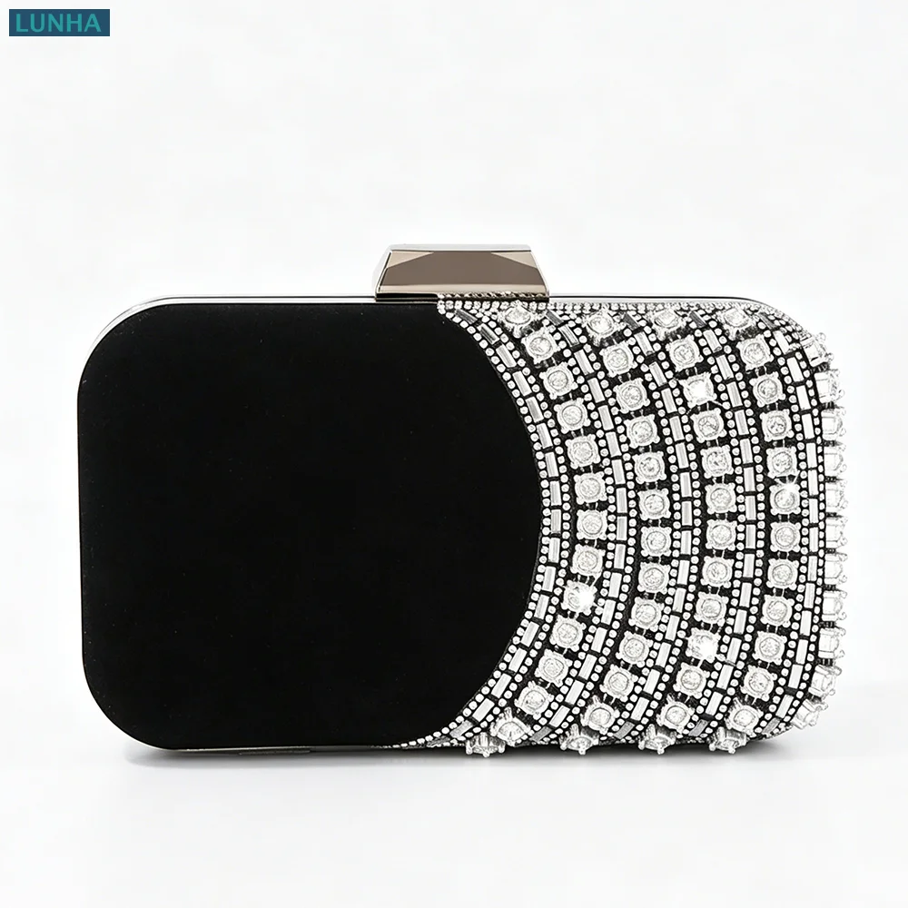Velvet Rhinestone Hard Box Bridal Evening Clutch for Women Metal Frame Handbag Removable Chain Crossbody Purse for Wedding Party
Velvet Rhinestone Hard Box Bridal Evening Clutch for Women Metal Frame Handbag Removable Chain Crossbody Purse for Wedding Party