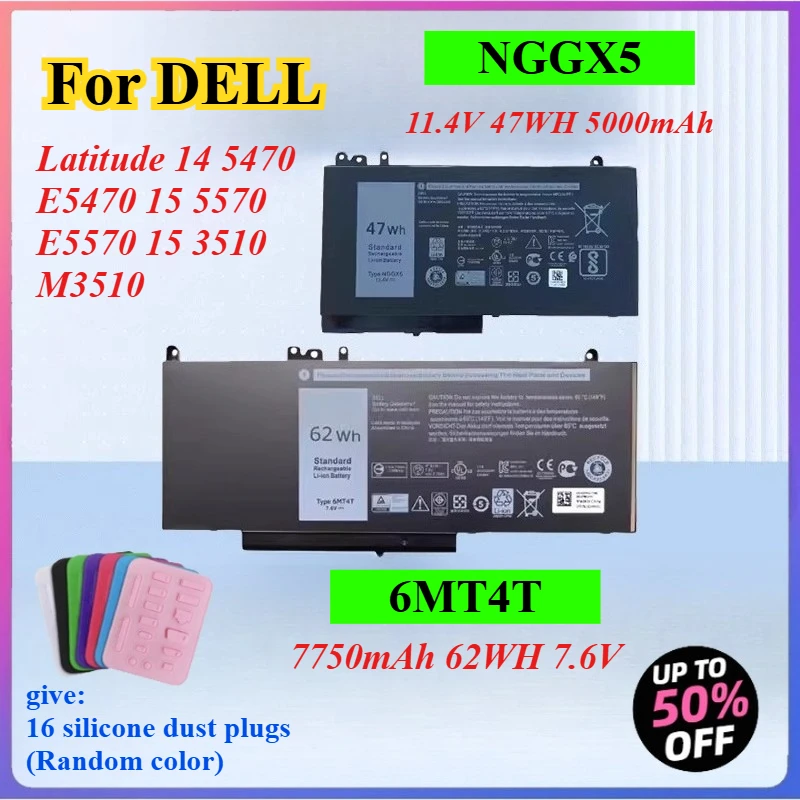 7750mAh 62WH 7.6V 6MT4T For DELL Latitude 14 5470 E5470 15 5570 E5570 15 3510 M3510 Laptop 7V69Y TXF9M 79VRK NGGX5 11.4V 47wh
7750mAh 62WH 7.6V 6MT4T For DELL Latitude 14 5470 E5470 15 5570 E5570 15 3510 M3510 Laptop 7V69Y TXF9M 79VRK NGGX5 11.4V 47wh