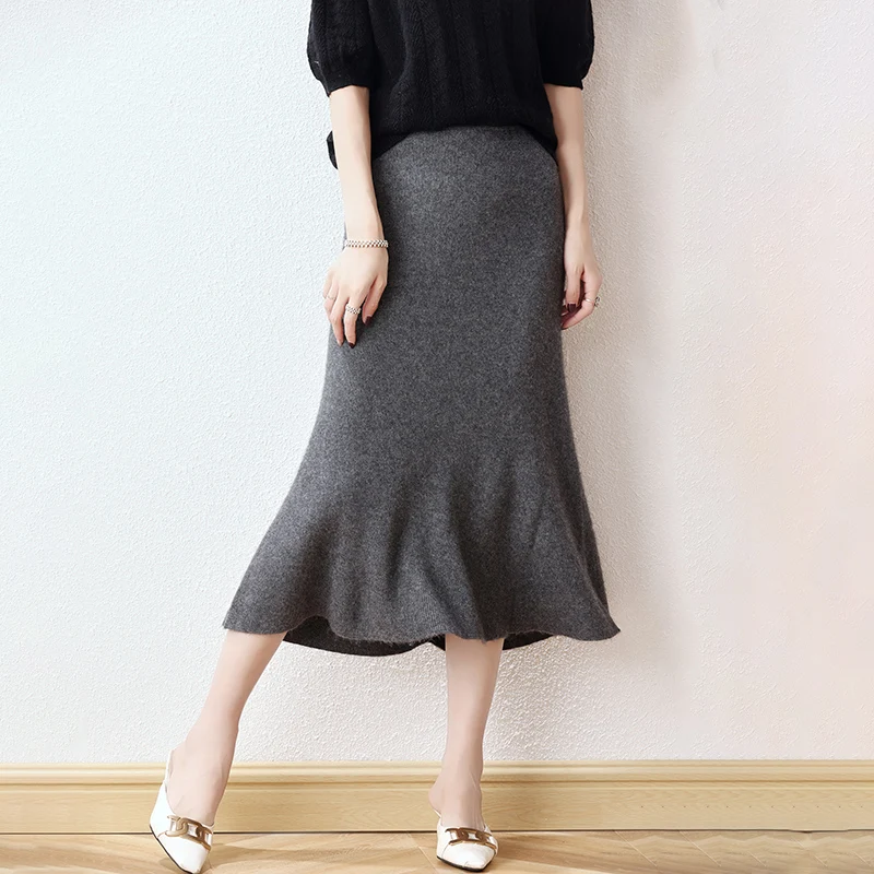 Autumn Winter New 100% Pure Wool Half Skirt Women's High Waist A-line Wrapped Hip Fishtail Skirt Mid Length Slim Knitted Skirt
Autumn Winter New 100% Pure Wool Half Skirt Women's High Waist A-line Wrapped Hip Fishtail Skirt Mid Length Slim Knitted Skirt
