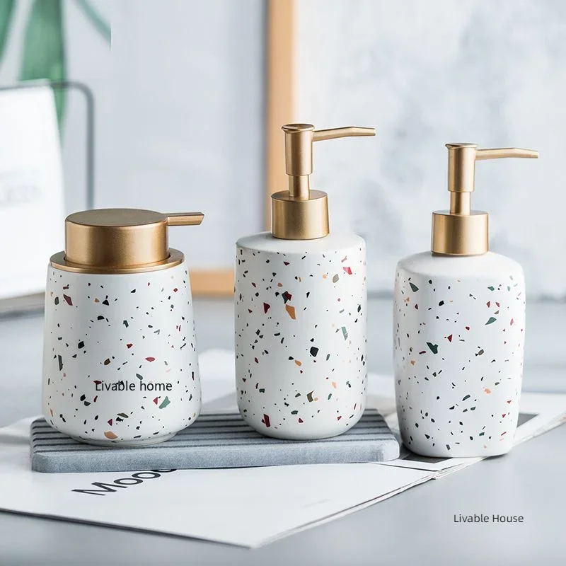 Ceramics Portable Soap Dispensers Handwashing Fluid Bottle Terrazzo Pattern Lotion Bottle Soap Bottle Bathroom Soap Dispensers
Ceramics Portable Soap Dispensers Handwashing Fluid Bottle Terrazzo Pattern Lotion Bottle Soap Bottle Bathroom Soap Dispensers