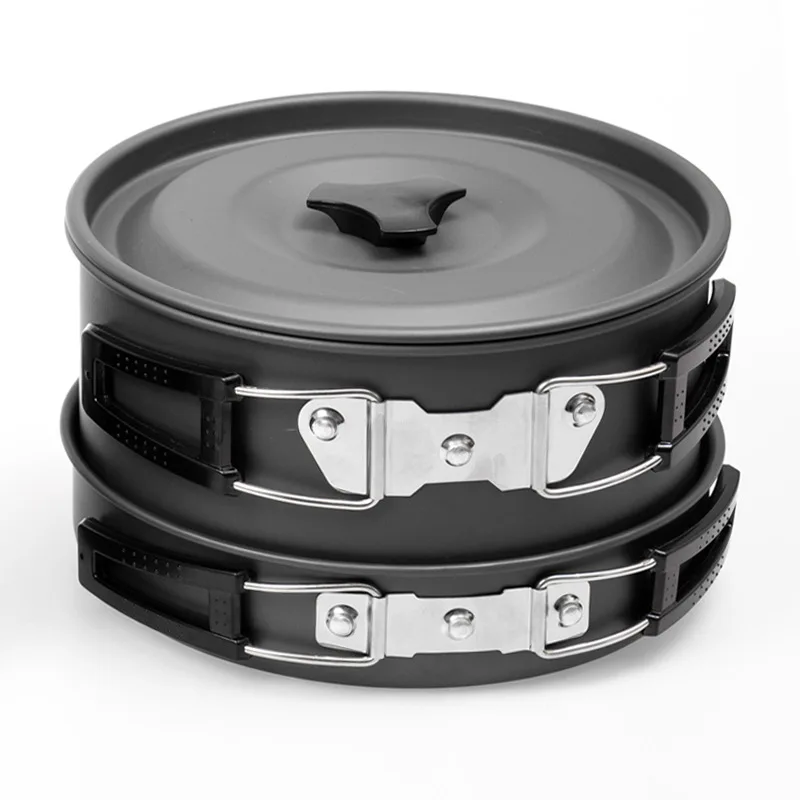 Outdoor Camping Cookware Set Aluminum Pot and Kettle Backpacking and Hiking Durable Metal Material 
Outdoor Camping Cookware Set Aluminum Pot and Kettle Backpacking and Hiking Durable Metal Material