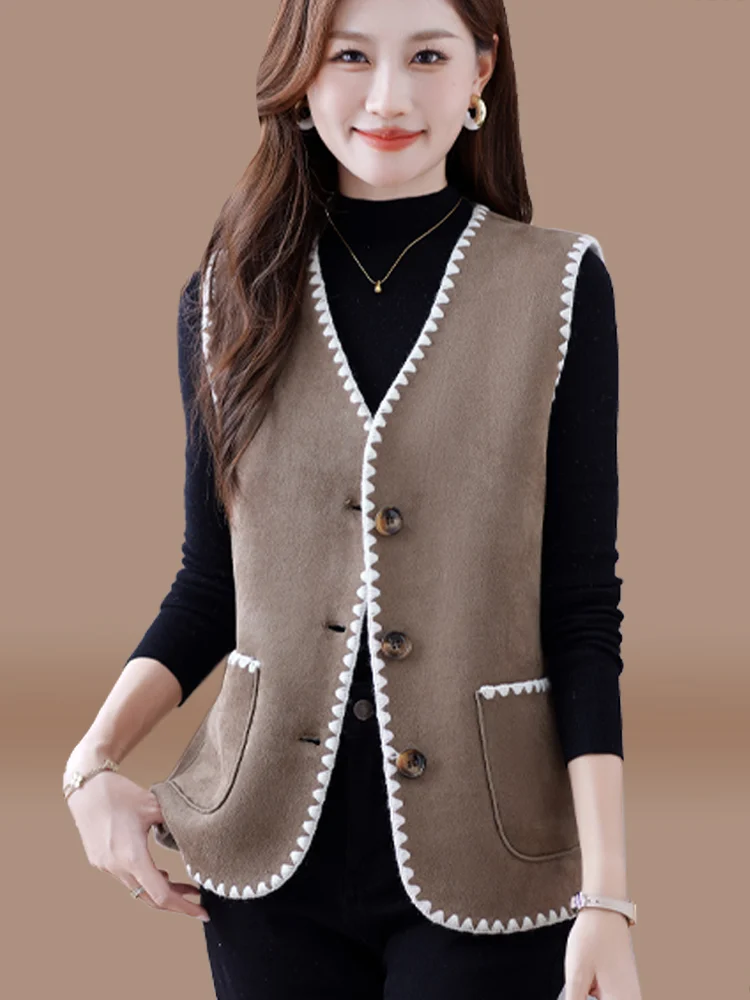 Бархатный жилет ягненка, женский весенне-осенний комплект 2024, новая верхняя одежда, модная подкладка с v-образным вырезом из полиэфирного волокна
Бархатный жилет ягненка, женский весенне-осенний комплект 2024, новая верхняя одежда, модная подкладка с v-образным вырезом из полиэфирного волокна