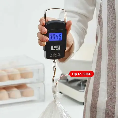 Portable Hanging Luggage Scale 50kg LCD Display Digital Travel Suitcase Baggage Weight Scale with Ruler