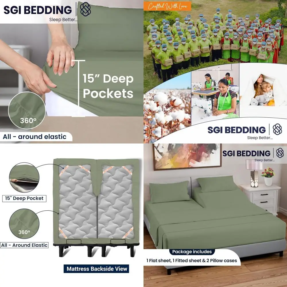 Комплект постельного белья из 100% египетского хлопка, 600 нитей, с раздельным верхом, размер Queen, 4 предмета, для кроватей глубиной 15 дюймов, цвет мох.
Комплект постельного белья из 100% египетского хлопка, 600 нитей, с раздельным верхом, размер Queen, 4 предмета, для кроватей глубиной 15 дюймов, цвет мох.