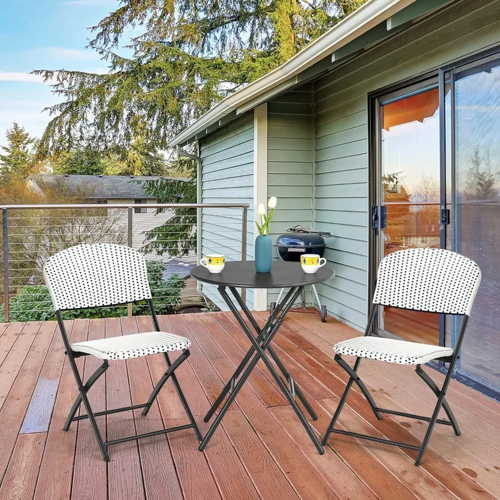 Outdoor Folding Dining Furniture Set with Round Dining Table and Chairs, Space Saving Rattan Chair Set for Poolside Balcony
Outdoor Folding Dining Furniture Set with Round Dining Table and Chairs, Space Saving Rattan Chair Set for Poolside Balcony