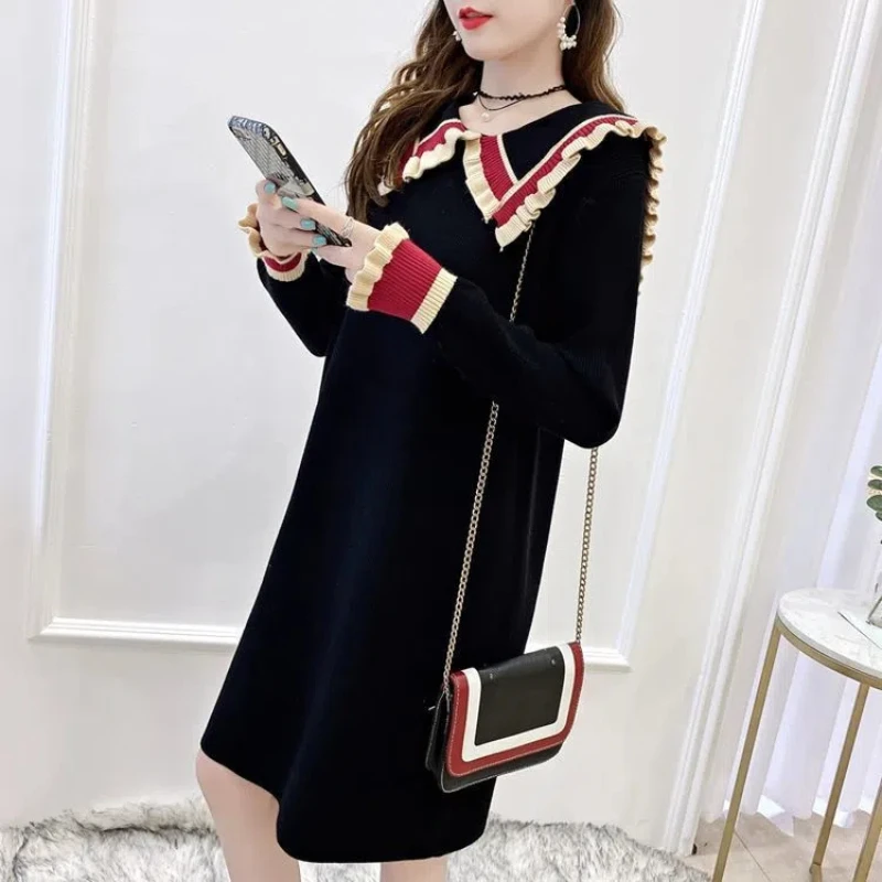 Spring and Autumn New Sweater Large Size Slimming Long Sleeve Base Sweater Knitted Doll Neck Dress
Spring and Autumn New Sweater Large Size Slimming Long Sleeve Base Sweater Knitted Doll Neck Dress