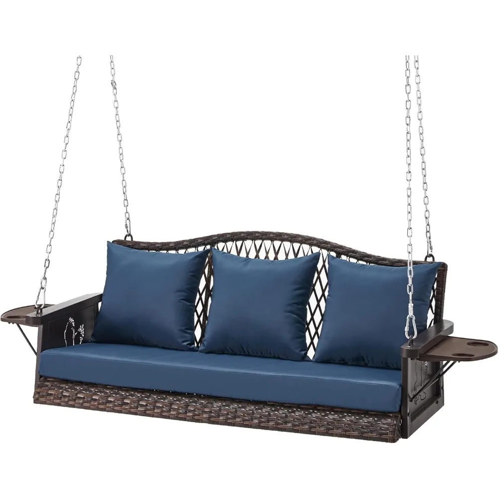 Upgraded Wicker Hanging Porch Swing Heavy Duty 900 LBS 3-Seat Outdoor Patio Swing Chair Bench for Adult w/ 8.9ft Hanging Chains
Upgraded Wicker Hanging Porch Swing Heavy Duty 900 LBS 3-Seat Outdoor Patio Swing Chair Bench for Adult w/ 8.9ft Hanging Chains