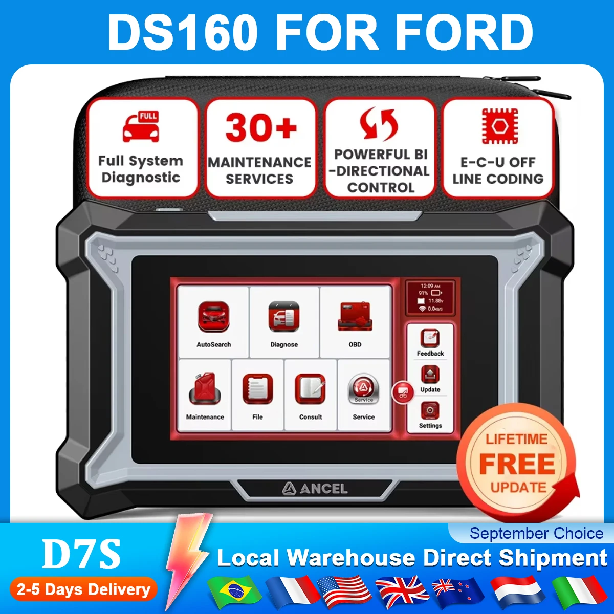 For Ford F150 F250 F650 Lincoln Car OBD2 Scanner ANCEL DS160 All Systems Bidirectional DPF EPB Bi-Directional Diagnostic Tool
For Ford F150 F250 F650 Lincoln Car OBD2 Scanner ANCEL DS160 All Systems Bidirectional DPF EPB Bi-Directional Diagnostic Tool