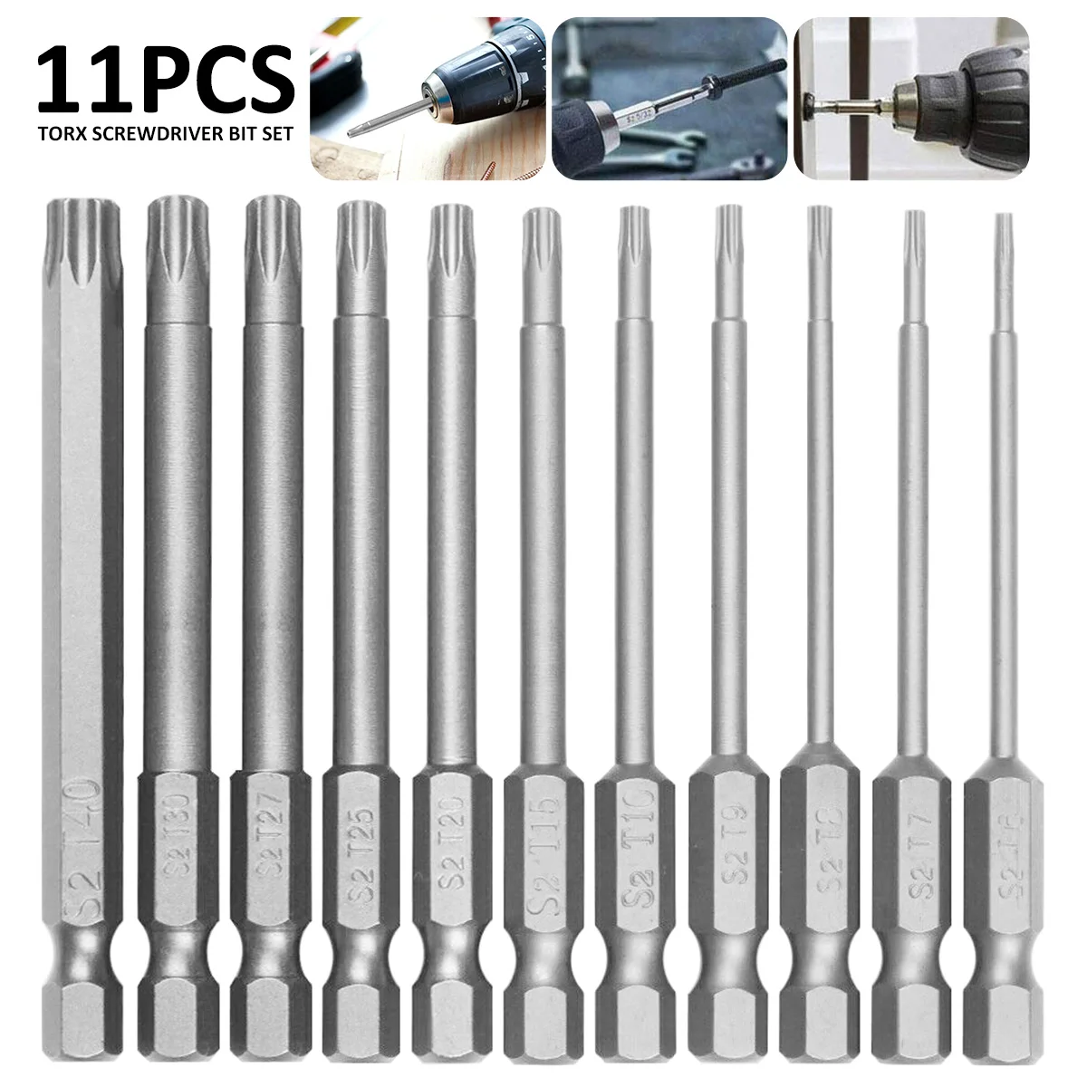 11Pcs 75mm Magnetic Torx Screwdriver Bits Set Electric Screwdriver Head Hex Shank Tough Torx Star Hex Security Bit Set
11Pcs 75mm Magnetic Torx Screwdriver Bits Set Electric Screwdriver Head Hex Shank Tough Torx Star Hex Security Bit Set