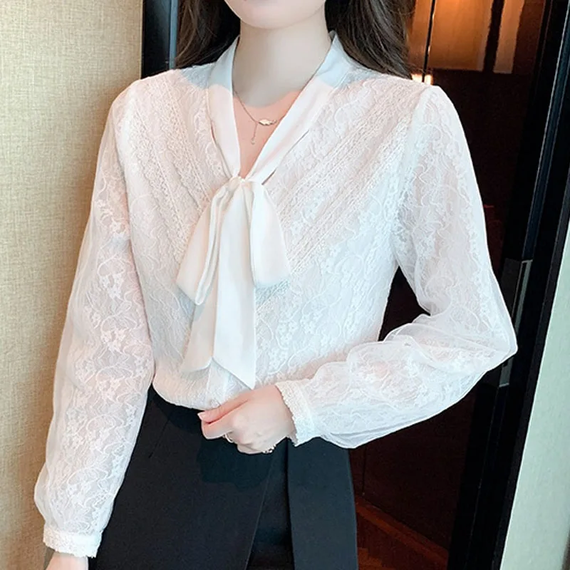 Fashion Bow Collar Women Shirt White Long Sleeve Lace Shirt Blouse Women Tops Blusa Blusas Camisas De Mujer Blouses 2024 G801
Fashion Bow Collar Women Shirt White Long Sleeve Lace Shirt Blouse Women Tops Blusa Blusas Camisas De Mujer Blouses 2024 G801