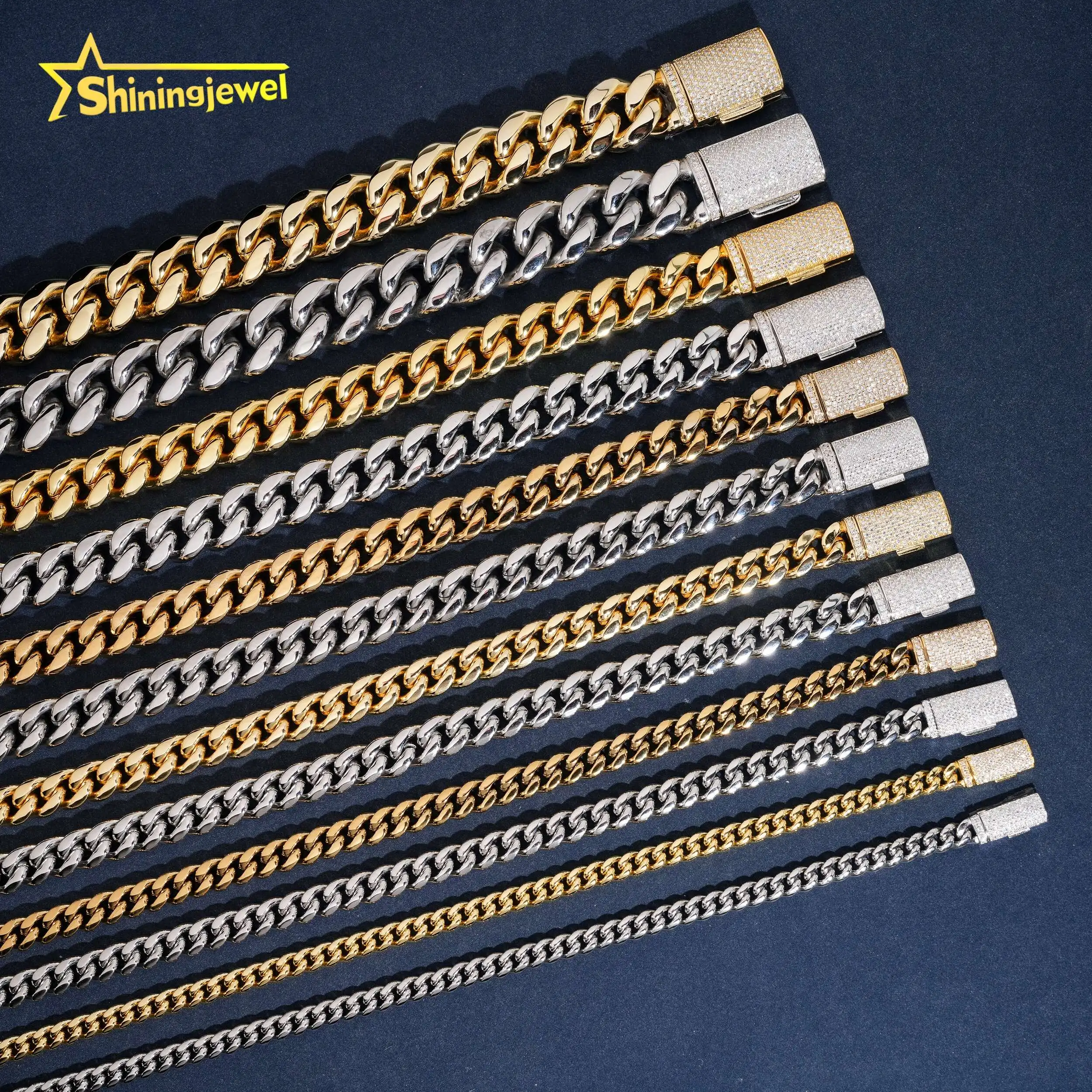 Hot Sale 316L Stainless Steel Cuban Link Chain 925 Silver VVS D Moissanite Iced Out Lock Jewelry Miami Cuban Bracelet Necklace
Hot Sale 316L Stainless Steel Cuban Link Chain 925 Silver VVS D Moissanite Iced Out Lock Jewelry Miami Cuban Bracelet Necklace