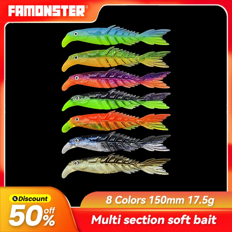 Famonster Fishing Lure Soft Bait Multi-section Scissors Tail Double Color Artificial Compact Floating Swimbait Pike Bass Winter
Famonster Fishing Lure Soft Bait Multi-section Scissors Tail Double Color Artificial Compact Floating Swimbait Pike Bass Winter