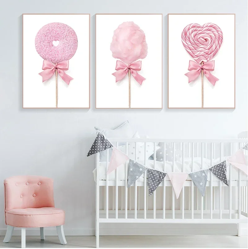 Nordic Posters and Prints Pink Cotton Candy Lollypop Donut Canvas Painting Wall Pictures for Girl Room Dessert Shop Decoration
Nordic Posters and Prints Pink Cotton Candy Lollypop Donut Canvas Painting Wall Pictures for Girl Room Dessert Shop Decoration