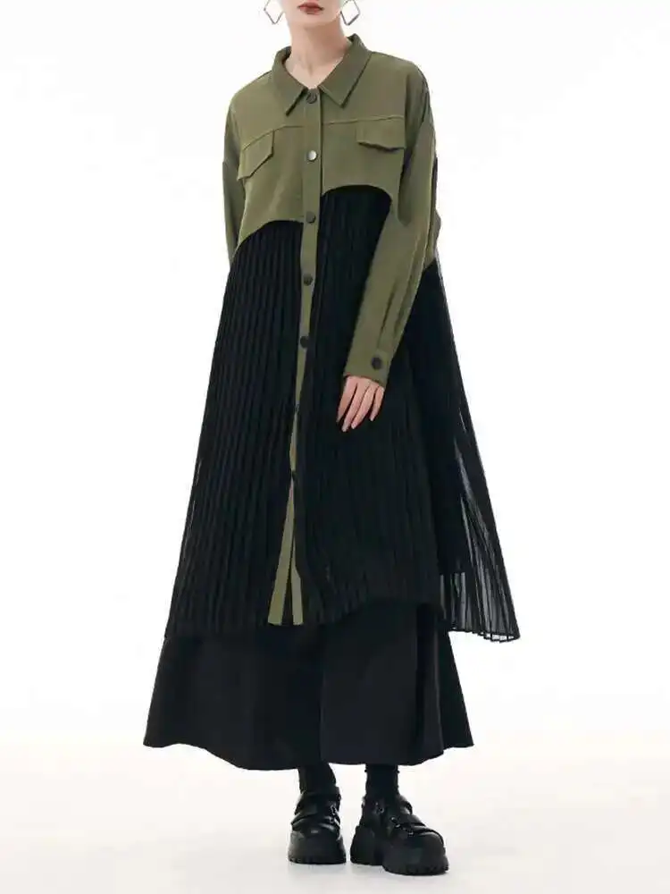 Women Army Green Mesh Big Size Blouse New Lapel Long Sleeve Loose Fit Shirt Fashion Tide Spring Autumn
Women Army Green Mesh Big Size Blouse New Lapel Long Sleeve Loose Fit Shirt Fashion Tide Spring Autumn