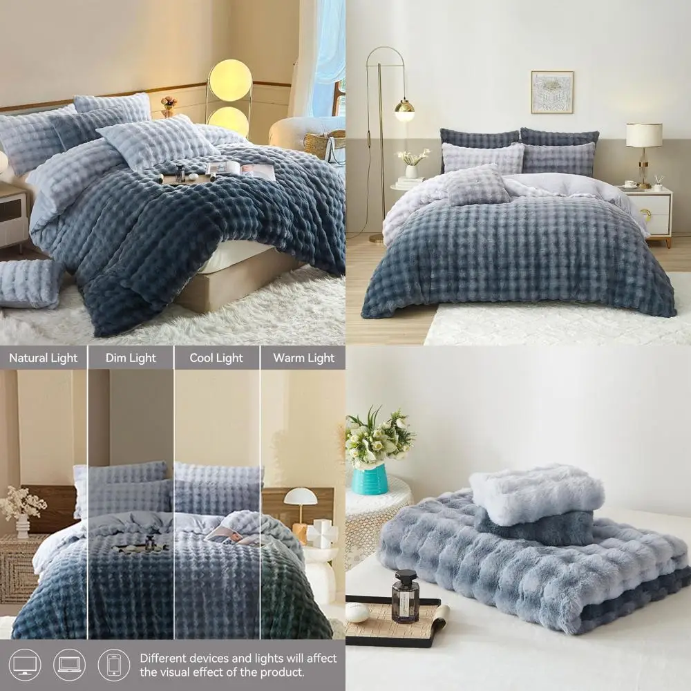 Luxurious Plush Rabbit Fur Duvet Cover Set, Queen, Gradient Blue Velvet Fuzzy Bedding, 3-Piece
Luxurious Plush Rabbit Fur Duvet Cover Set, Queen, Gradient Blue Velvet Fuzzy Bedding, 3-Piece