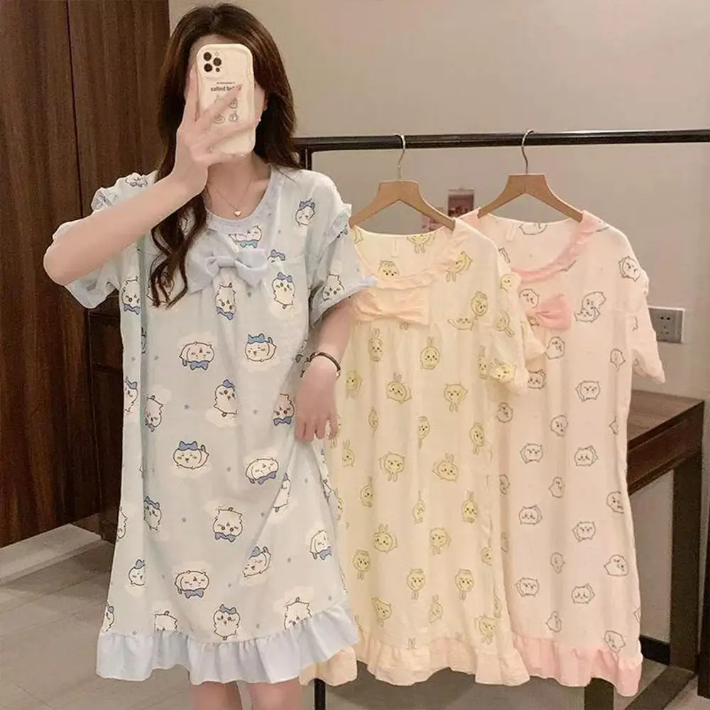 Kawaii Chiikawas женское пижамное платье с коротким рукавом, свободное милое хлопковое удобное с подушечками на груди, милая ночная юбка с героями мультфильмов для девочек
Kawaii Chiikawas женское пижамное платье с коротким рукавом, свободное милое хлопковое удобное с подушечками на груди, милая ночная юбка с героями мультфильмов для девочек