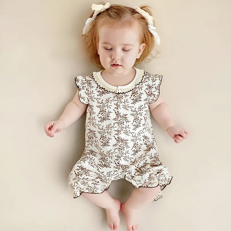 Baby Girls Jumpsuit Newborn Muslin Cotton Flapping Sleeves Floral Romper lace Princess Summer Clothes 0-2 Years
Baby Girls Jumpsuit Newborn Muslin Cotton Flapping Sleeves Floral Romper lace Princess Summer Clothes 0-2 Years