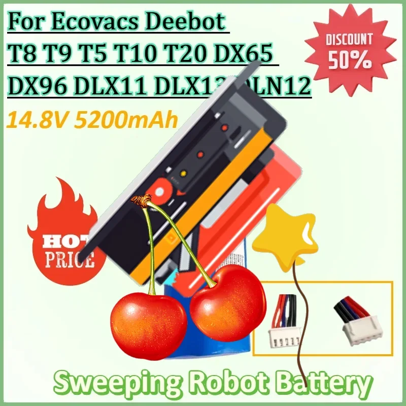 14.8V 5200mAh Sweeping Robot Battery for Ecovacs Deebot T8 T9 T5 T10 T20 DX65 DX96 DLX11 DLX13 DLN12 X1 X1omni X1turbo Battery
14.8V 5200mAh Sweeping Robot Battery for Ecovacs Deebot T8 T9 T5 T10 T20 DX65 DX96 DLX11 DLX13 DLN12 X1 X1omni X1turbo Battery