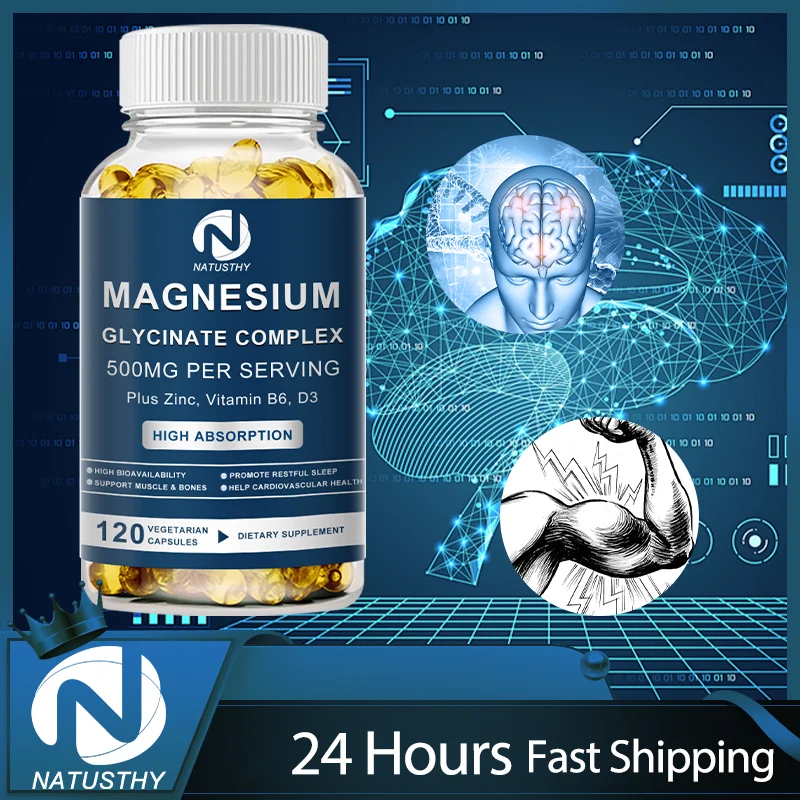 Magnesium Glycinate Supplement 500mg & Zinc, Vitamin D3 B6 High Absorption Support for Women & Men Mineral Vegan Capsules
Magnesium Glycinate Supplement 500mg & Zinc, Vitamin D3 B6 High Absorption Support for Women & Men Mineral Vegan Capsules