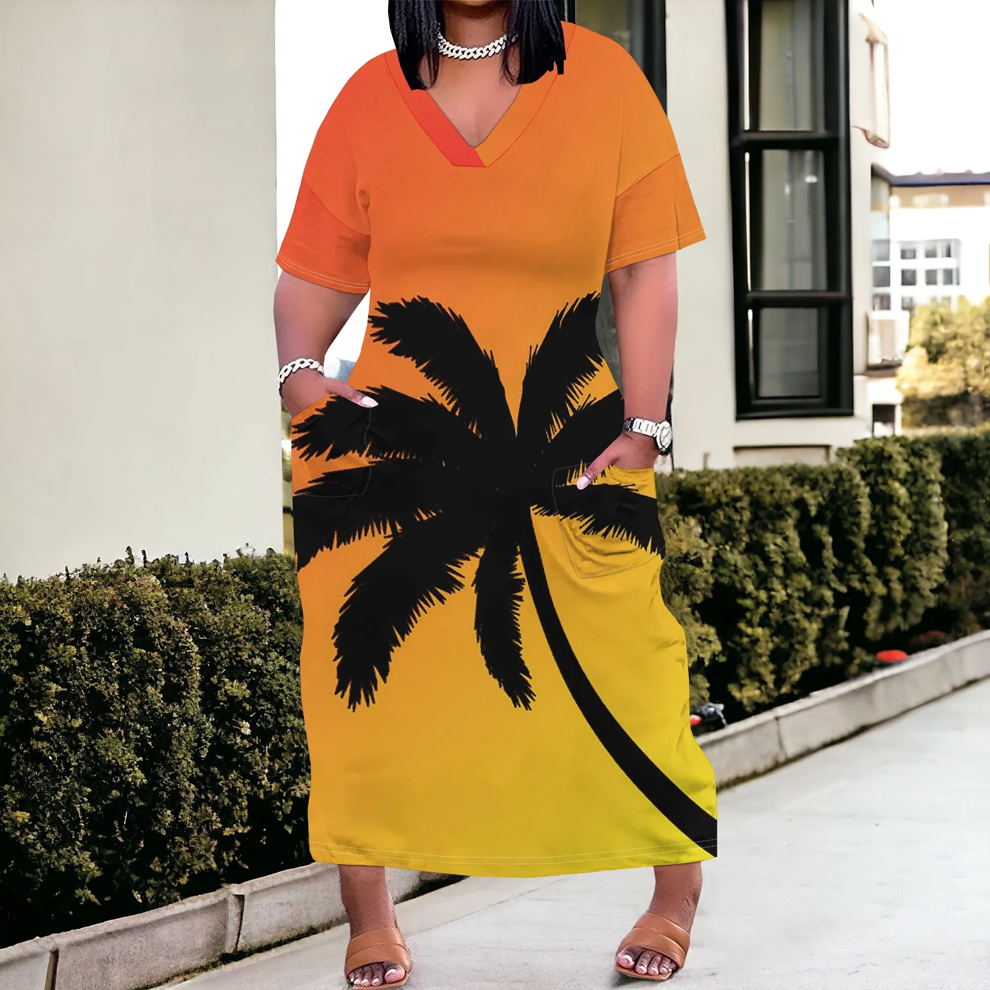 Plus Size Palm Tree V-Neck Maxi Dress 2025 New Arrival, Beach & Summer Wear, XL-6XL
Plus Size Palm Tree V-Neck Maxi Dress 2025 New Arrival, Beach & Summer Wear, XL-6XL