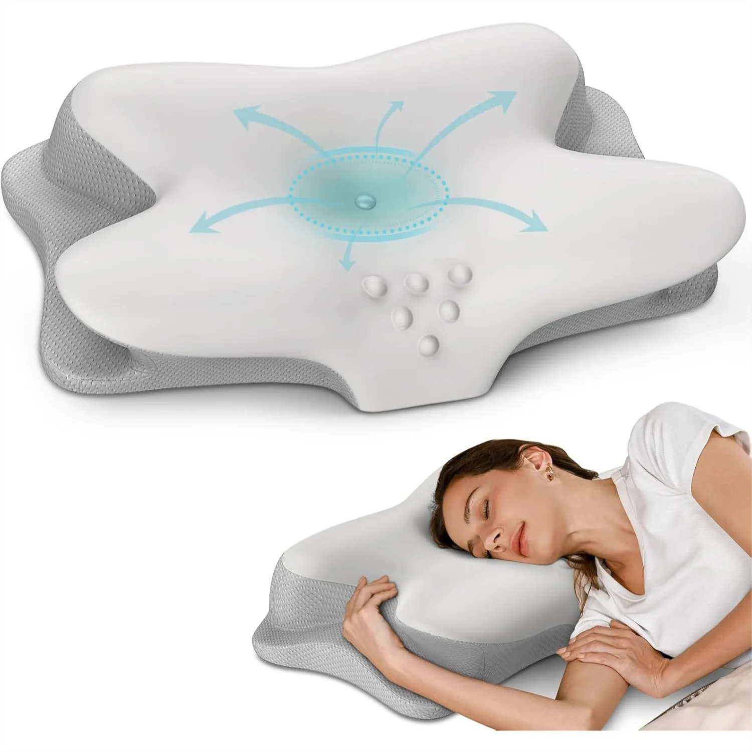 Neck Pillow for Sleeping, Ergonomic Side Sleeper Pillow with Cooling Cover and Contour Memory Foam
Neck Pillow for Sleeping, Ergonomic Side Sleeper Pillow with Cooling Cover and Contour Memory Foam