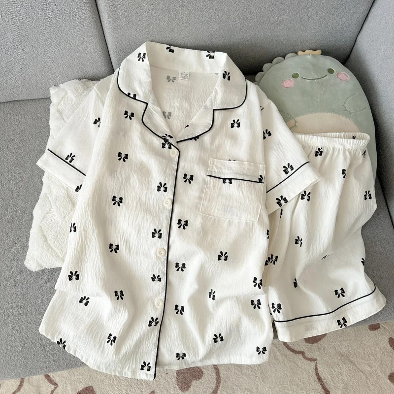 2Summer short-sleeve cloud cotton pajama set for women, comfortable and trendy, shorts suitable for wearing outside, home wear s
2Summer short-sleeve cloud cotton pajama set for women, comfortable and trendy, shorts suitable for wearing outside, home wear s